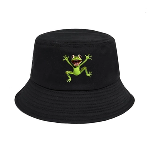 Baumwolle Fischerhut Frosch Druck Sonnenschutz Outdoor Reisen Faltbar Unisex Sommer Sonnenhut