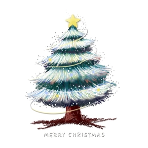 White Christmas tree window sticker with star and Merry Christmas greeting for home decor