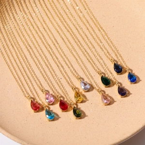 Collane con pietre portafortuna a goccia placcate in oro 18k e pendenti in zircone colorati