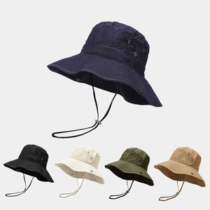 Wide Brim Bucket Hat Nylon Quick Dry UV Protection Outdoor Hiking Fishing Sun Hat With Windproof Rope Unisex