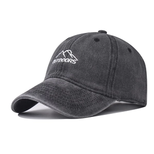 Baseball Cap Washed Cotton Distressed Retro Mountain Embroidery Outdoor Sunshade Adjustable Hat For Men Women