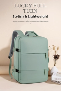 Light green travel backpack for women, large capacity business casual daypack for short trips.
