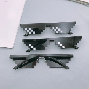 Three styles of black pixel art Thug Life sunglasses for parties and cosplay