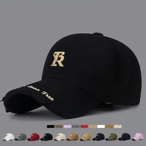 Baseball Cap Cotton Distressed Letter R Embroidery Adjustable Outdoor Sun Protection Hat Streetwear Casual For Men Women