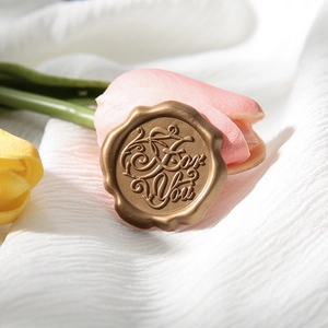 Bronze wax seal sticker with For You engraving for elegant envelope packaging