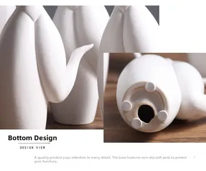 Detail view of the white ceramic figurine base featuring three anti-slip protective pads