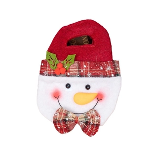 Christmas snowman wine bottle gift bag with red plaid bowtie and 3D carrot nose