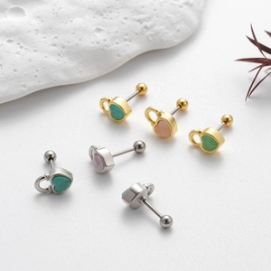Boucles d'oreilles cartilage en forme de cœur avec fermoir à vis, dorées et argentées