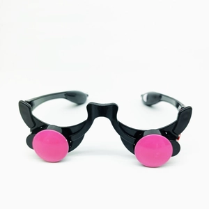 Halloween LED glowing glasses with pink circular lenses and black reaper style frames