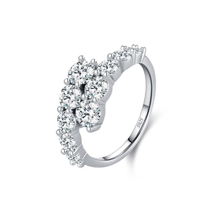 Sparkling S925 sterling silver stacked ring with asymmetrical cubic zirconia stones