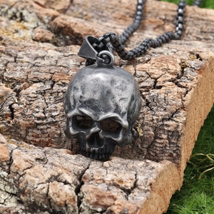 Skull Pendant Necklace 316L Stainless Steel Vintage Biker Punk Gothic Polished Retro For Men Women