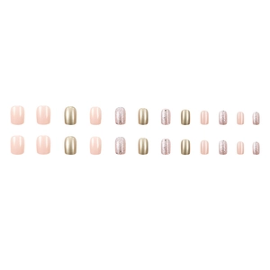 Classic champagne glitter short press-on nails with 24 pieces in diverse designs