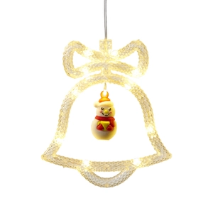 Christmas bell suction cup light with snowman figurine and warm white LED illumination