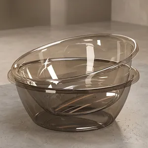 Transparent PET plastic washbasin with thickened round edges and high clarity finish