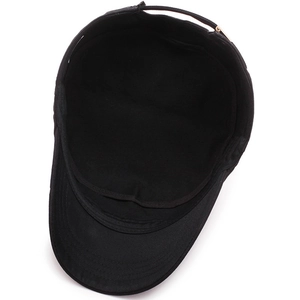 Casquette militaire noire en coton avec visière renforcée et doublure intérieure douce