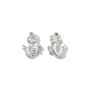 Gros plan détaillé de pendentifs scorpion en acier inoxydable poli pour bijoux DIY