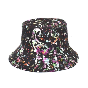 Printed Bucket Hat Cotton Polyester Reversible Sun Protection Wide Brim Tropical Palm Leaf Abstract Pattern Unisex Outdoor