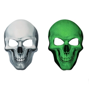Realistic Halloween skeleton mask set in silver and green for spooky cosplay parties