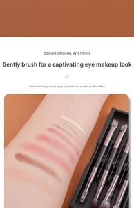 Arm swatches showing eyeshadow pigmentation with a set of 4 dual-ended makeup brushes