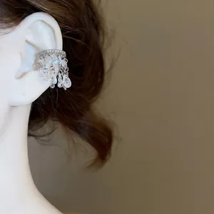 Manchette Oreille Gland Goutte Eau Zircon Brillant Boucles Oreilles Cuivre Sans Perçage Bijoux Mode Élégants Femmes