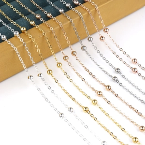 Flat cross chain with tiny beads in gold, silver, and rose gold finishes for necklaces