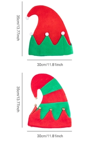 Dettaglio cappelli da elfo in feltro 35x30cm con campanelli e pompon natalizi