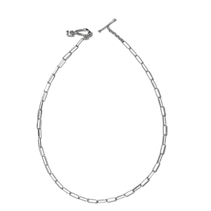 Minimalist 925 sterling silver paperclip chain necklace with a stylish OT toggle clasp