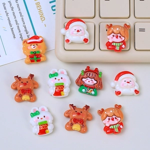 Mix of 10 festive Christmas resin charms including Santa and reindeer for DIY crafts
