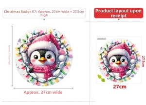 Christmas penguin wall decal with colorful lights, product dimensions 27x27.5 cm