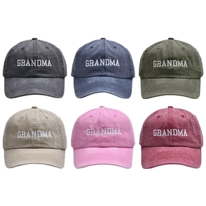 Vintage washed cotton baseball caps with GRANDMA embroidery available in six various colors