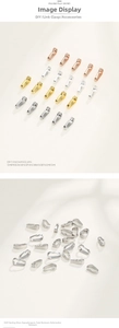 Macro detail of S925 sterling silver pinch bails in gold, silver and rose gold finishes