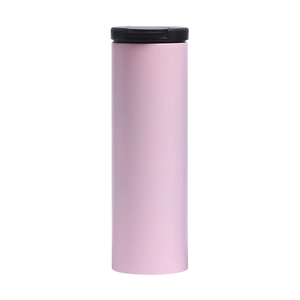 Pink matte double-layer stainless steel vacuum insulated coffee tumbler with black flip lid