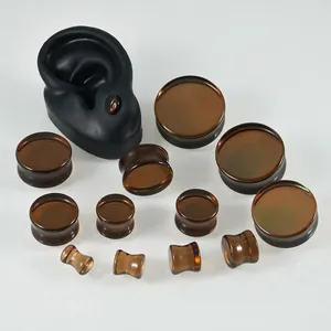 Ensemble d'écarteurs d'oreilles en verre ambré en douze tailles de petite à grande