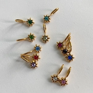 14K vergulde sterrenhangers met kleurrijke zirkoonstenen voor DIY kettingen en sieraden