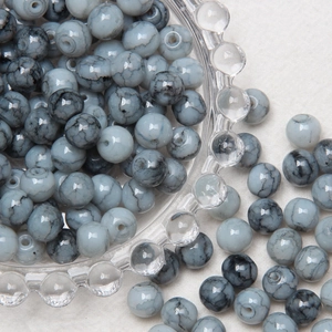 Detailed view of 8mm gray and black brushed glass beads for DIY jewelry making