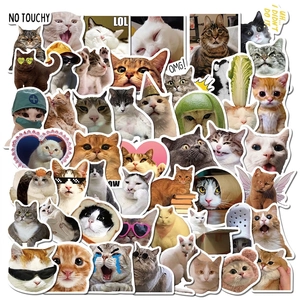 Funny Cat Meme Stickers Waterproof PVC Vinyl Decals For Laptop Phone Case Water Bottle DIY Decoration Cute Humor Animal Novelty