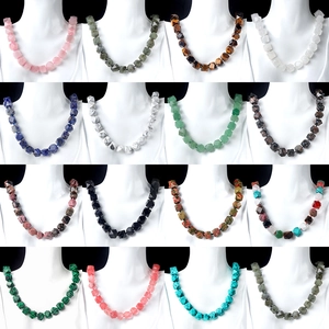 Natural Stone Necklace Faceted Crystal Agate Bead Necklace Polished Healing Stone Jewelry For Women Men Everyday Accessory