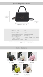 Detailed size specifications for a stylish PU leather crossbody bag 20x14x6cm