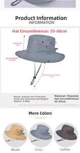 Detailed dimensions of the quick-dry outdoor sun hat with brim and strap measurements