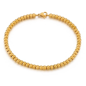 Polished 4mm gold stainless steel bead bracelet for women with secure lobster clasp