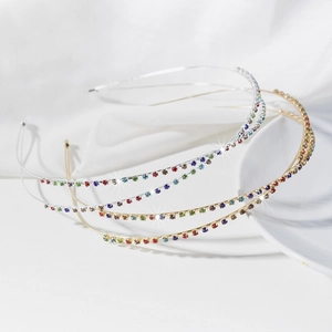Sparkling crystal headbands with colorful rhinestones on gold and silver metal frames