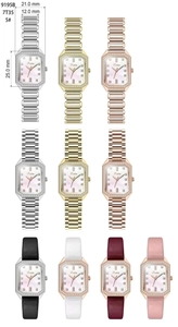 Detailed size chart for Scottie square watch with 21mm case and diamond bezel
