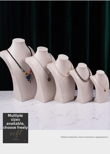 5-piece set of velvet necklace bust stands in various heights for jewelry display