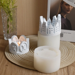 Silicone mold for rabbit heart and castle ring candle holders, perfect for Easter DIY crafts