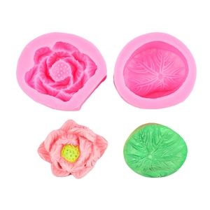 Set stampi in silicone per fiori e foglie di loto, ideale per decorazione torte fai da te