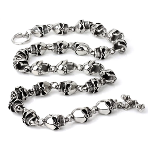 Men's Skull Necklace 316L Stainless Steel Punk Rock Gothic Heavy Metal Chain Personality Jewelry