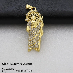 Saint Jude religious pendant detail showing 5.3cm length size and 7.2g weight measurement