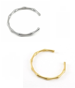 Bracciale rigido a bambù in oro e argento realizzato in acciaio inossidabile anallergico