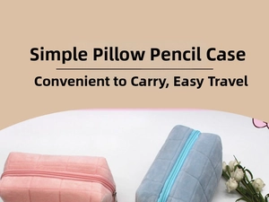 Detail of pink and blue quilted pillow pencil cases featuring high-capacity square pattern