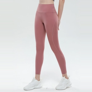 Leggings yoga a vita alta color rosa antico con effetto push-up per fitness e sport